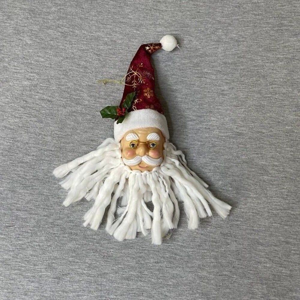 Christmas Santa Head, Beard & Hat Hanging Ornament